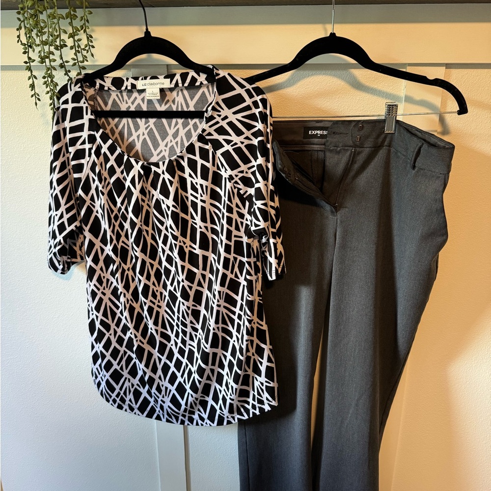 Express Charcoal Women's Trousers Liz Claiborne work office blouse